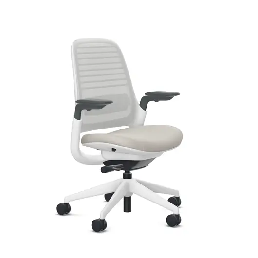 Steelcase Steelcase Series 1 Work Chair — Black frame, Licorice 3D Microknit, carpet casters, 4D arms, adjustable lumbar